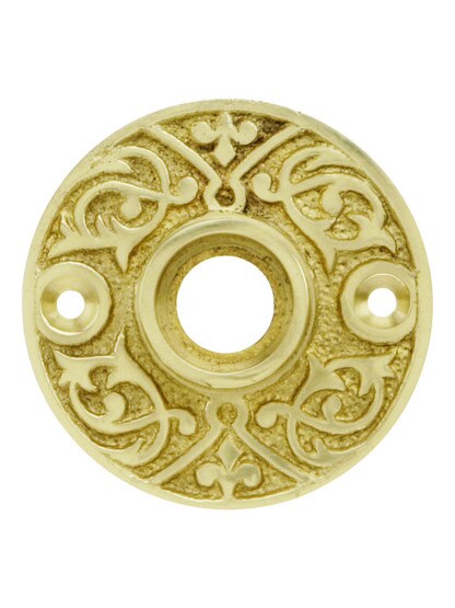 2 inch Cast Brass Fleur-de-Lis Rosette in Unlacquered Brass.
